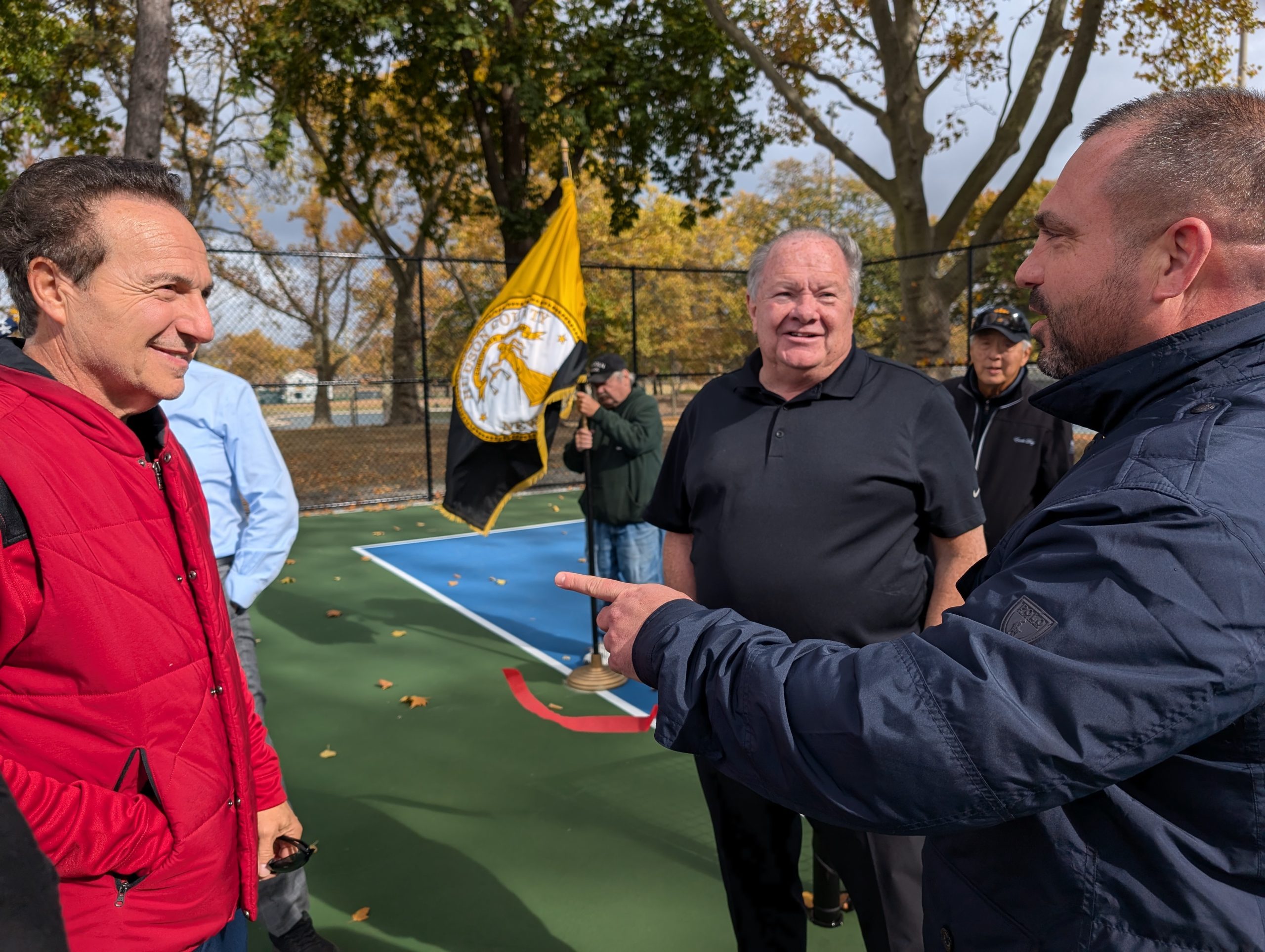 County Executive Craig Guy, Chairman Anthony Romano and Director of Hudson County Department of Parks Jonathan DeFilippo.